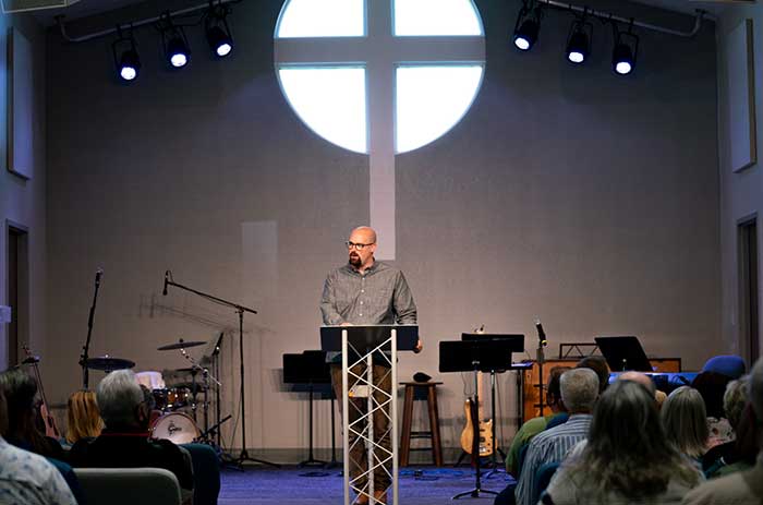 Pastor preaching on Sunday