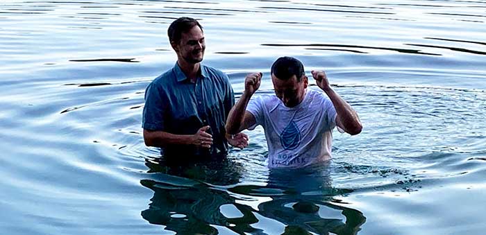 Man being baptized