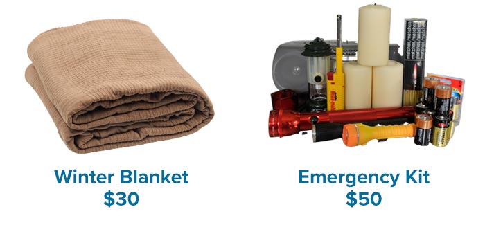 Winter blanket and emergency kit